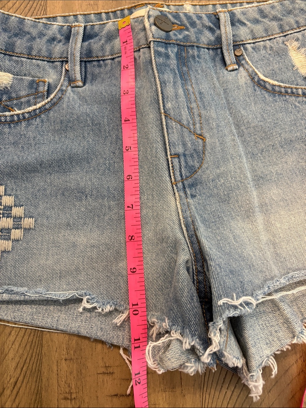 Unpublished Embroidered Light Blue Denim Cutoff Shorts 708 - Picture 11 of 11